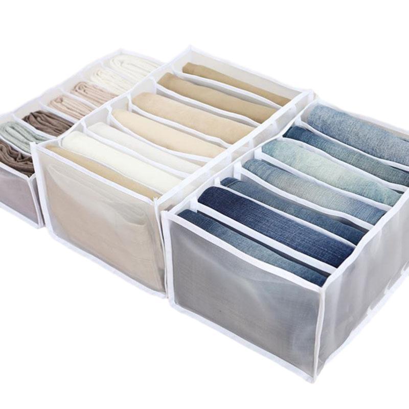 Collapsible Washable Linen Fabric Wardrobe Organizers Box Collapsible Jeans Storage Organizer Adjustable