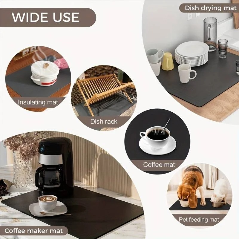 Tabletex Dish Drying Mats for Kitchen Counter Coffee Mat Fit Under Coffee Maker Coffee Pot Espresso Machine