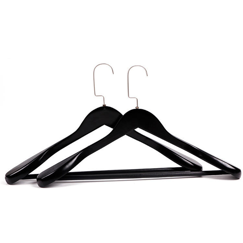 Wholesale Suit Clothes Store Black Wooden Hanger High Grade Wide Shoulder Hotel Cedar Wood Hanger For Clothing