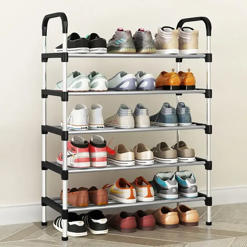 Portable Modern Collapsable 5 Layers Diy Galvanized Steel Foldable Living Room Shoe Rack Storage Organizer Cabinet