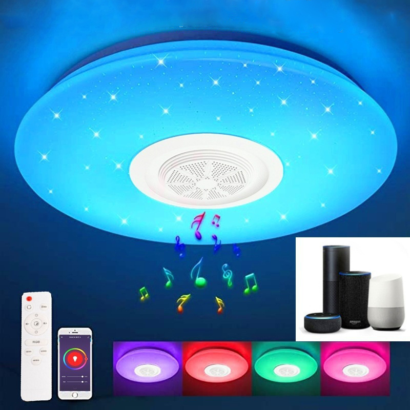 Indoor Acrylic Round Music Alexa Smart LED Ceiling Lights With Bluetooth Speaker For Home