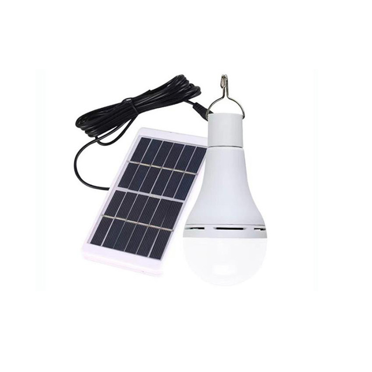 Camping Hiking Night 7W 9W Emergency Bombillos LED Solar Rechargeable Light Bulb With Solar Panel