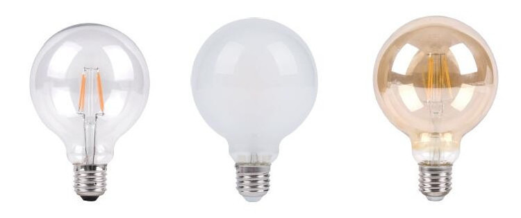 2200K 3000K 100LM/W 4W 6W 8W 12W G95 Globe Amber Clear Milky Frosted Glass LED Light Bulb, Filament LED Bulb