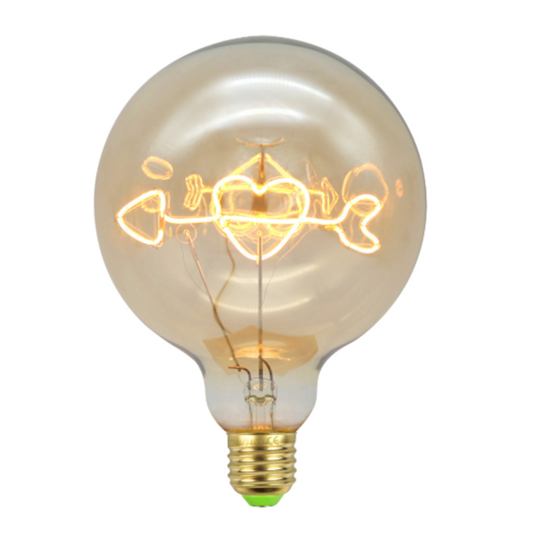 G125 4W E27 Warm White Love Letter Curved Flexible Soft Amber Vintage Globe LED Filament Bulb