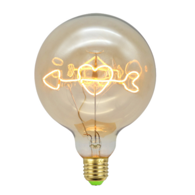 G125 4W E27 Warm White Love Letter Curved Flexible Soft Amber Vintage Globe LED Filament Bulb