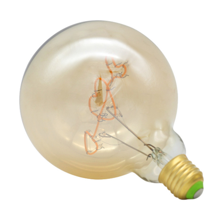 G125 4W E27 Warm White Love Letter Curved Flexible Soft Amber Vintage Globe LED Filament Bulb