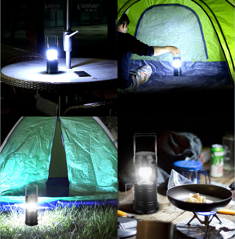 super bright hanging solar charging usb multifunctional collapsible camping light lantern