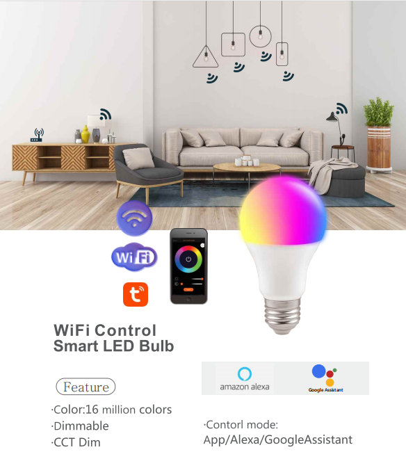 9w bombillos google assistant alexa tuya smart wifi led bulb led foco inteligente