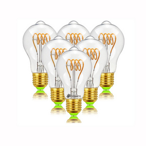 Decorative light vintage lighting edison led filament bulb st64 4w 6w 8w Amber clear glass soft spiral filament