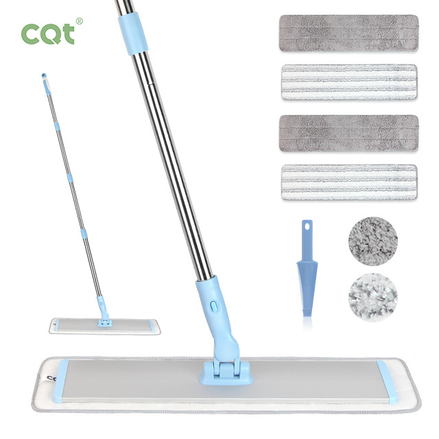 New Design Easy-to-Operate Industrial Flat Mop Durable Plastic Metal Head with Stainless Steel Pole for Home Use-Dry Wet Sweeper