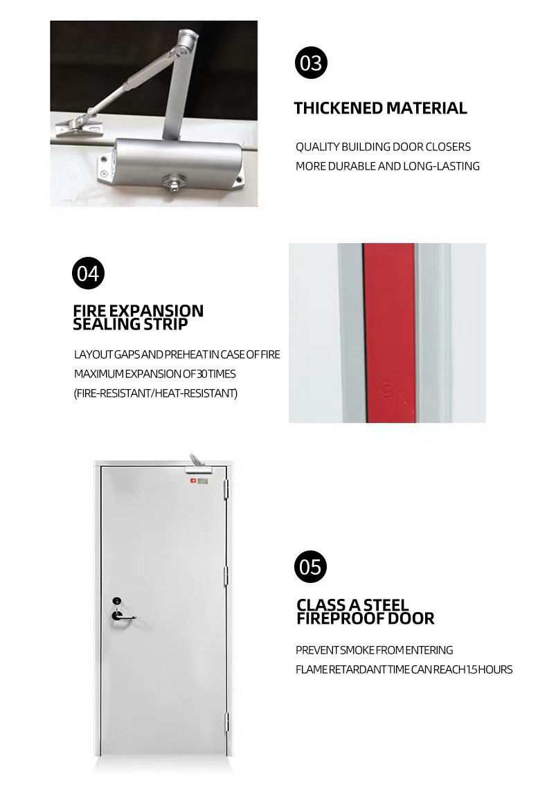 High Quality 90 Minute Steel Fire Doors With Steel Frame 2 Hour Fire Rated Metal Door