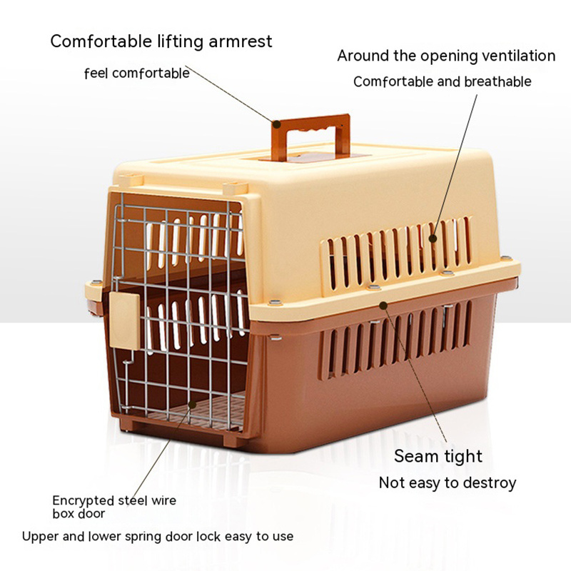 Airline Transport Dog Crate Tray Plastic Cat Box House Pet Travel Carrier Cage Tall Heavy Dog Crate With Wheels And Handle