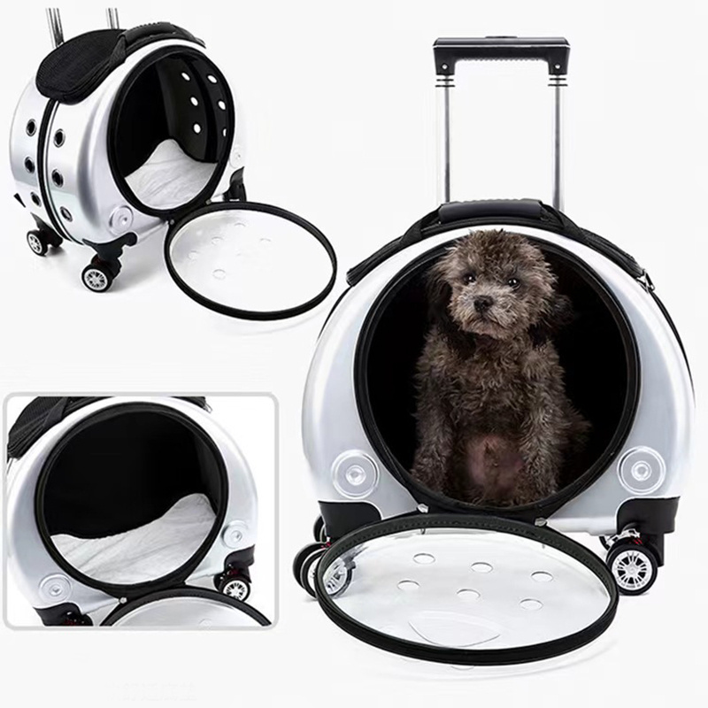 Waterproof Airline Travel Portable Clear Transparent Pet Carrier Backpack with Trolley Wheels For Dogs Cats Pet