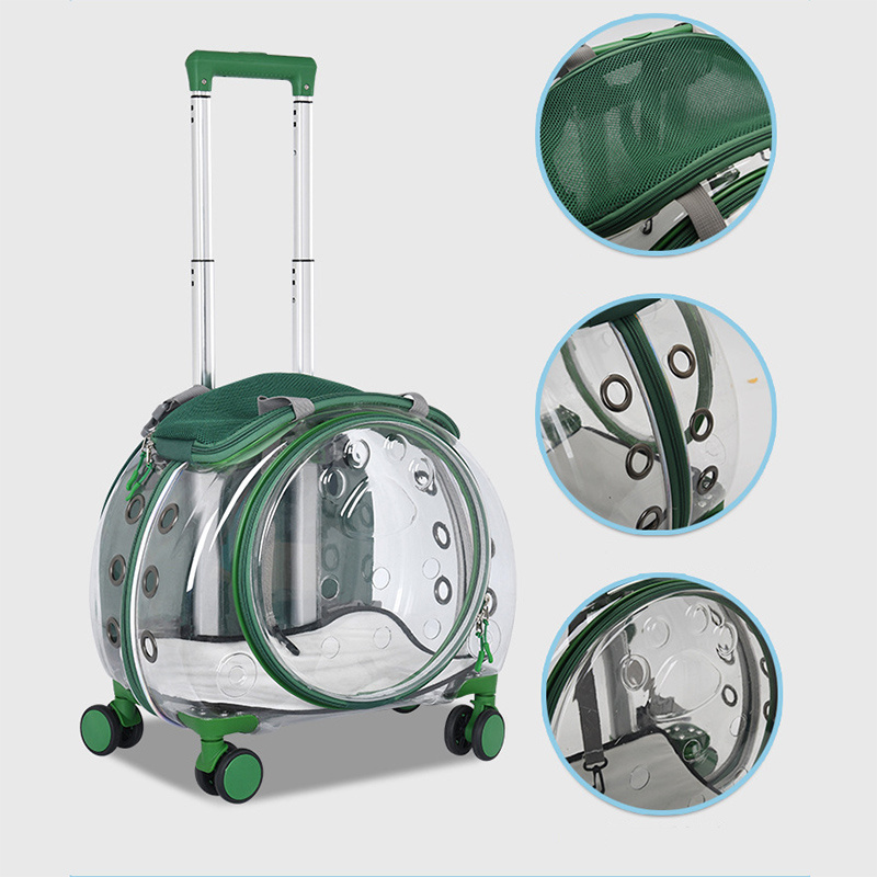 Waterproof Airline Travel Portable Clear Transparent Pet Carrier Backpack with Trolley Wheels For Dogs Cats Pet