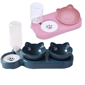 New Multi-function pet products dog cat plastic food water feeding bowl small plastic pet water bottle and bowl