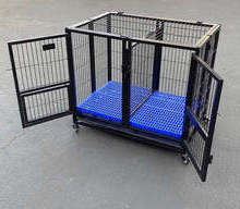 Double Door Heavy Duty Dog Kennel Strong Metal Foldable Dog Cage And Crate with Fence Feeder