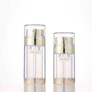 Double Tube Airless Pump Lotion Ssrum Bottle Custom Empty Cosmetic Plastic New Design Dual Chamber 2 in 1 Airless Bottle