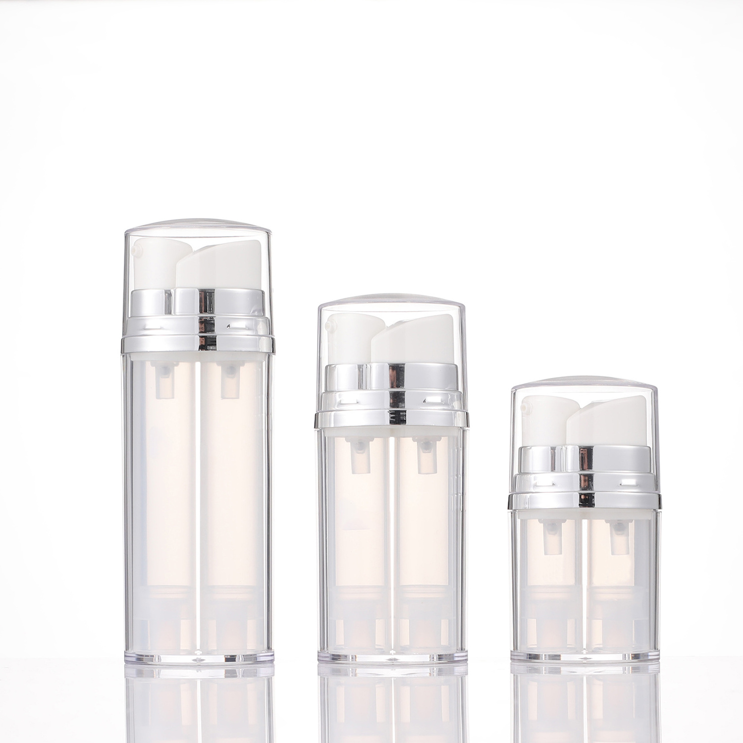 Double Tube Airless Pump Lotion Ssrum Bottle Custom Empty Cosmetic Plastic New Design Dual Chamber 2 in 1 Airless Bottle