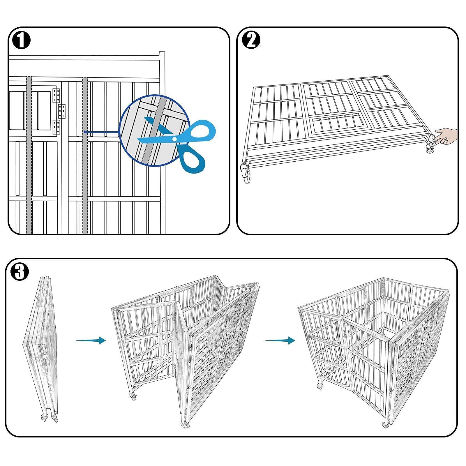 China Hot Sale Large Stainless Steel Double Door Metal Kennel Pet Playpen Pulley Dog Cage