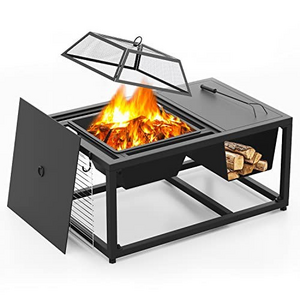 Portable Metal Fire Pit Table Outdoor Fireplaces Wood Burning BBQ Grill for BBQ Camping