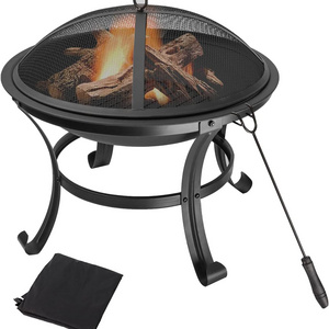 Fire Pit for Wood Burning Portable Fire Pit with Spark Screen Cover Log Grate Fire poker for Backyard Camping Beach