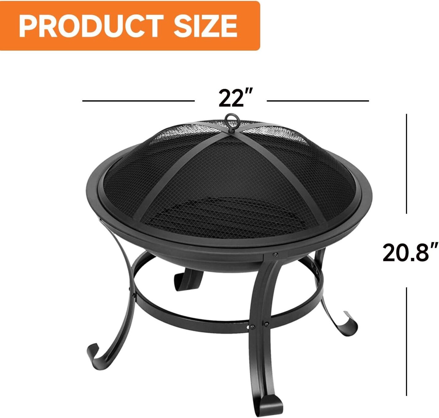 Fire Pit for Wood Burning Portable Fire Pit with Spark Screen Cover Log Grate Fire poker for Backyard Camping Beach