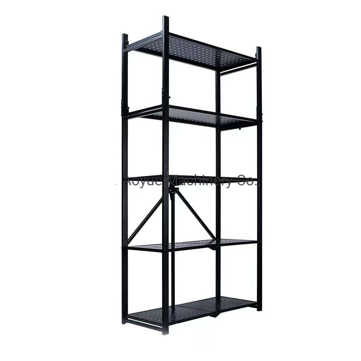 Multi-Purpose Foldable 5-Tier Heavy Duty Storage Shelves Mobile Folding Shelf Rack Organizer Cart with Rolling Wheel