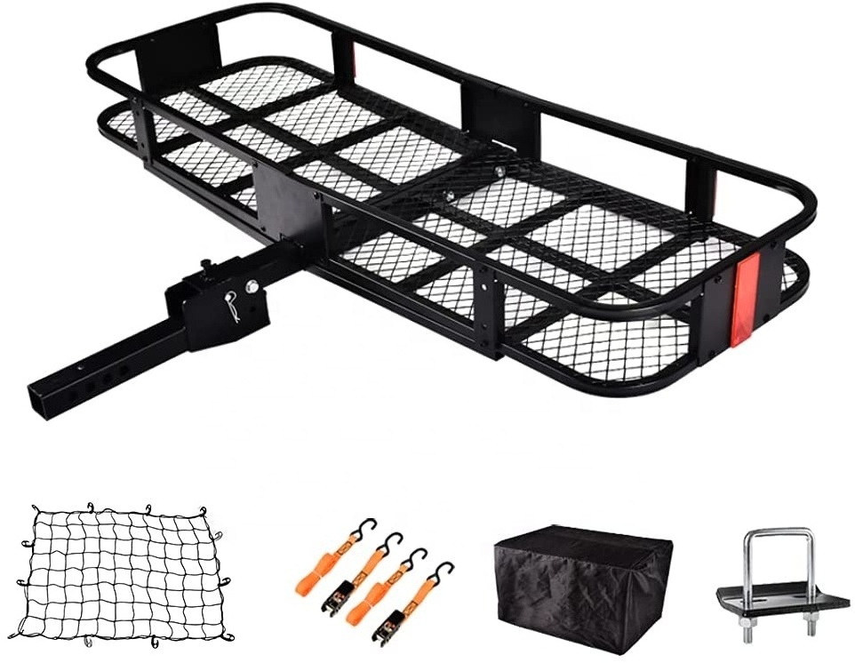 Folding Hitch Mount Cargo Carrier  Luggage Basket Rack Fits 2