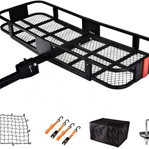 Folding Hitch Mount Cargo Carrier  Luggage Basket Rack Fits 2" Receiver - Rear Cargo Rack for SUV, Truck, Car-550lb capacity