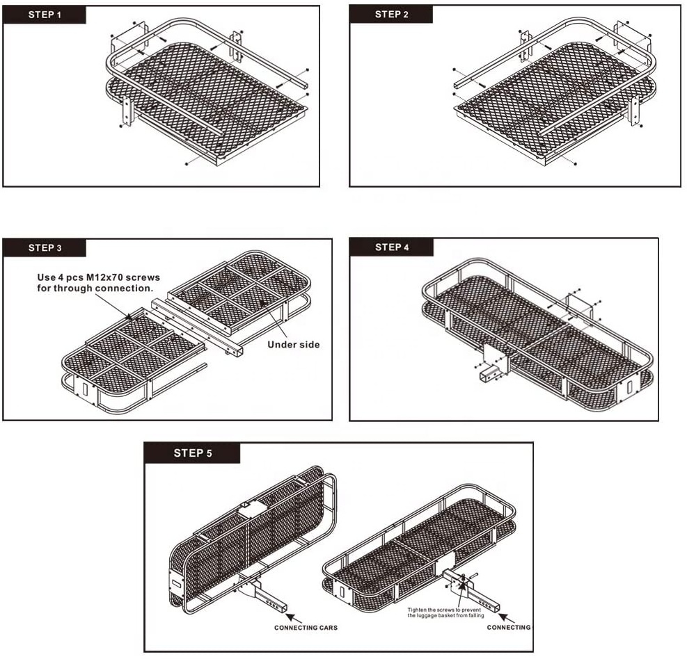 Folding Hitch Mount Cargo Carrier  Luggage Basket Rack Fits 2