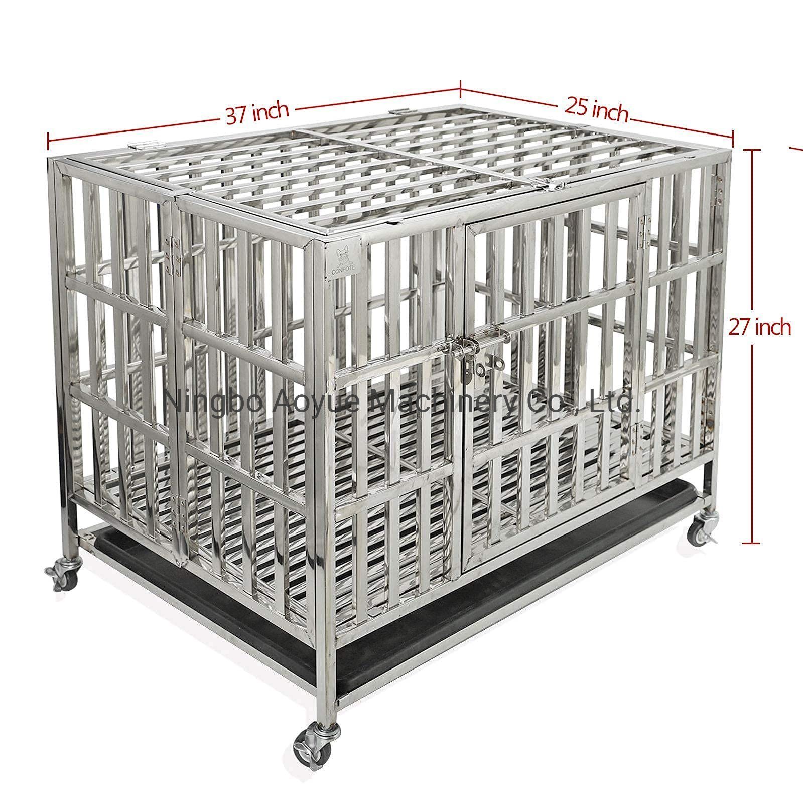 Wholesale 37 Heavy Duty Stainless Steel Dog Cage Kennel Crate and Playpen for Training Large Dog Indoor Outdoor with Double Doo