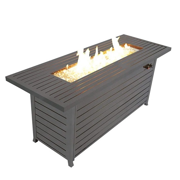 Gas FirePit Table Rectangle Garden bbq Fire Pit Table Outdoor for Outside Backyard Garden