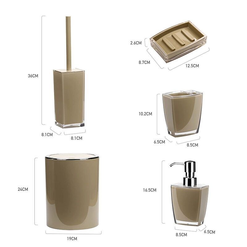 Hot Sales Wholesale 5 Pcs Modern Acrylic Plastic Bathroom Sets Home Decor Bathroom Accessories with Soap Dispenser