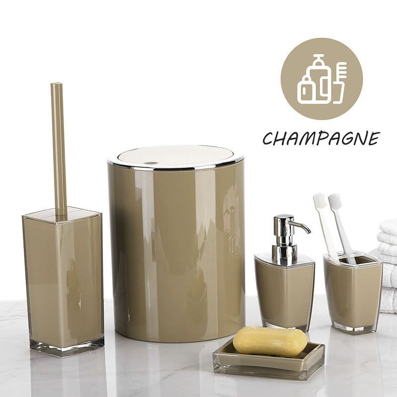 Hot Sales Wholesale 5 Pcs Modern Acrylic Plastic Bathroom Sets Home Decor Bathroom Accessories with Soap Dispenser