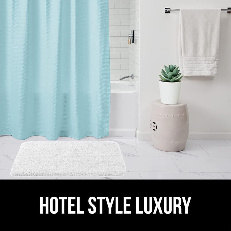 Classic Custom Blue Waffle Design Hotel Quality Rust Resistant waterproof fabric washable Shower Curtain for Bathroom