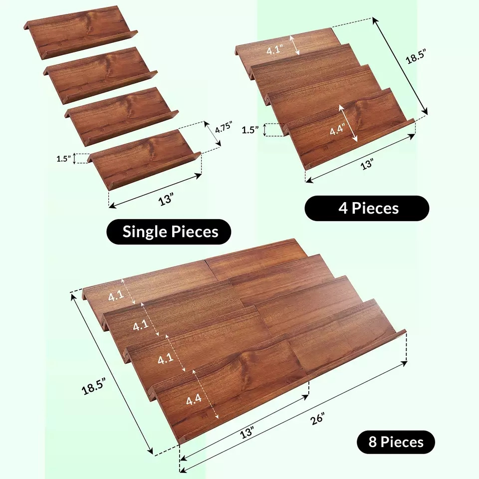 Acacia Wood Tray Spice Racks Organizer for cabinet Storage Shelf Spice Drawer Organizer 4 Tier Spice Rack Organizer for Drawer