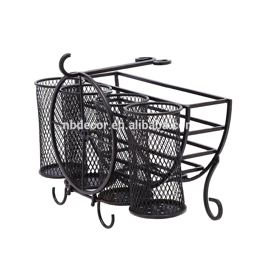 Factory Directly Attractive Antique Black  Metal Picnic Caddy