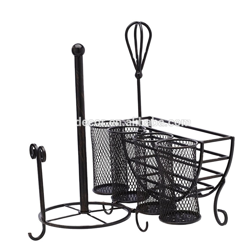 Factory Directly Attractive Antique Black  Metal Picnic Caddy