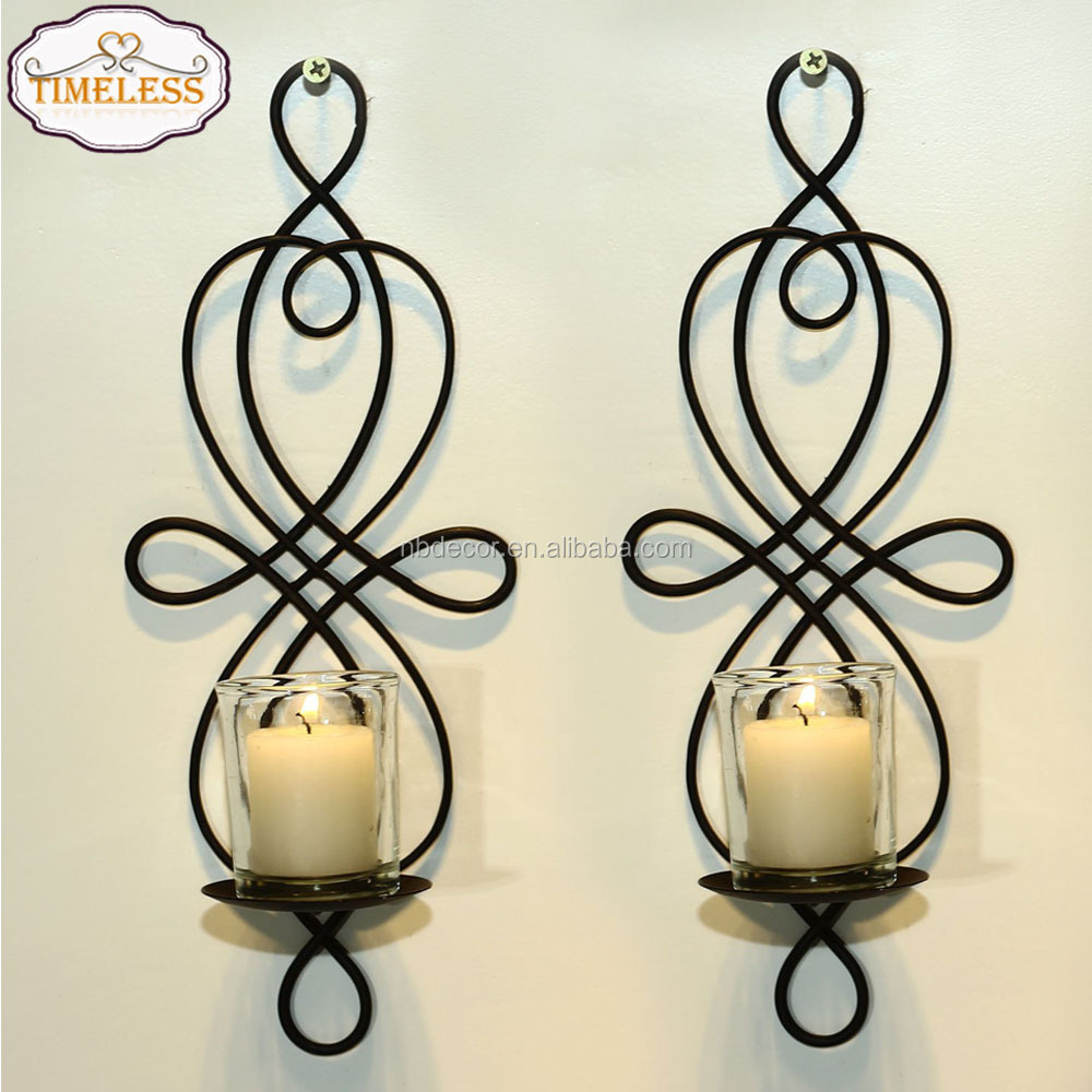 Factory Directly Urban Minimalist Design Black Wall Hanging Metal Tealight Candle Holder