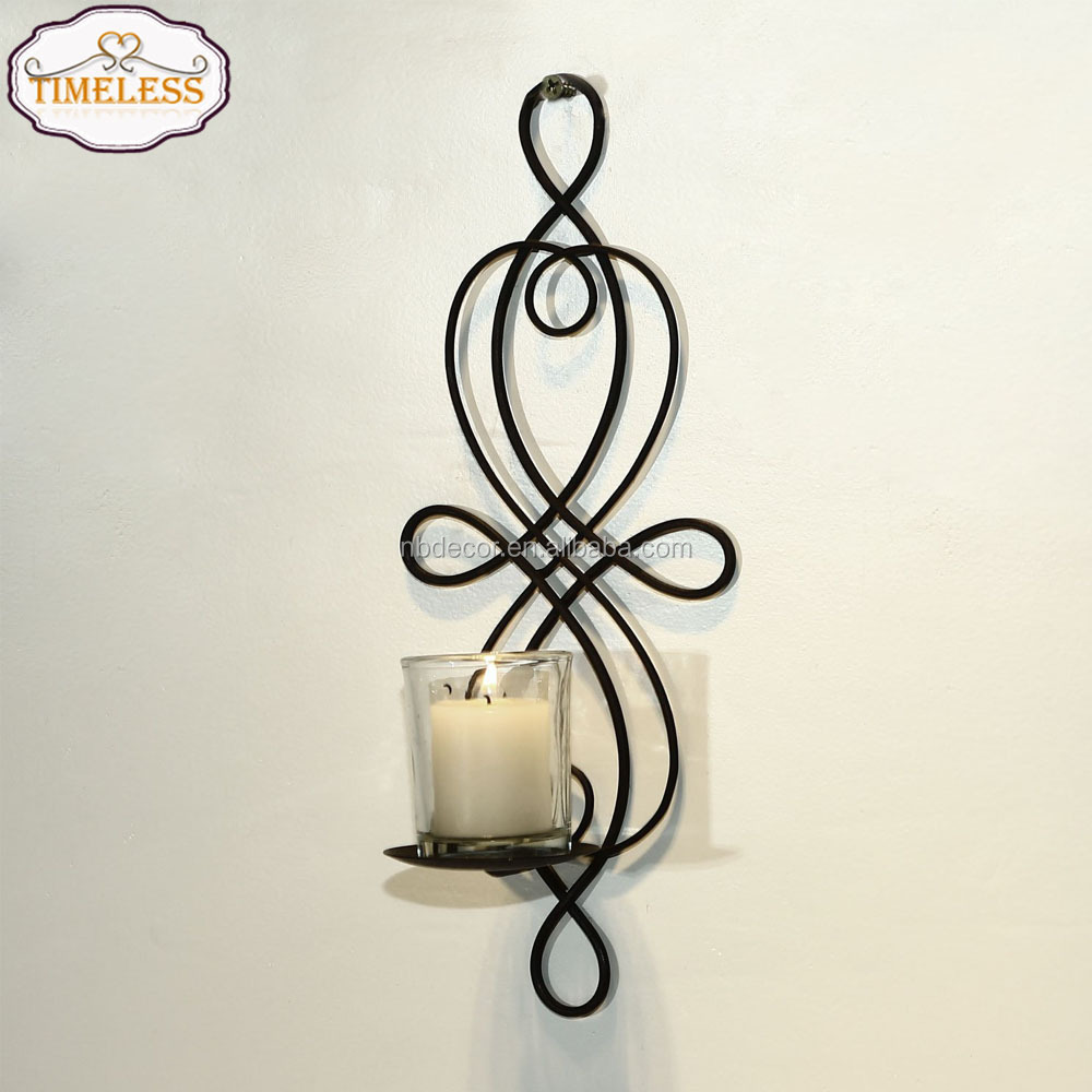 Factory Directly Urban Minimalist Design Black Wall Hanging Metal Tealight Candle Holder