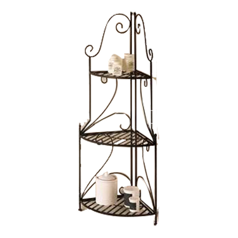 Hot sale wrought iron 3 tier bathroom corner shelf