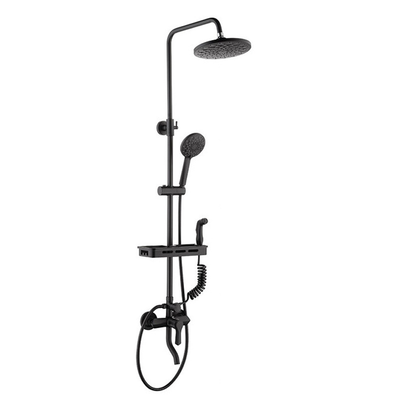 Shower Faucet Set with Valve High Pressure Shower System Kit Showerhead & Handheld, Matte Black Shower Trim Kit