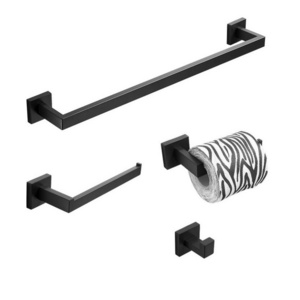 Conjunto de Hardware de Bano Matte Black Wall Mounted SS304 Stainless Steel Bathroom Hardware Set