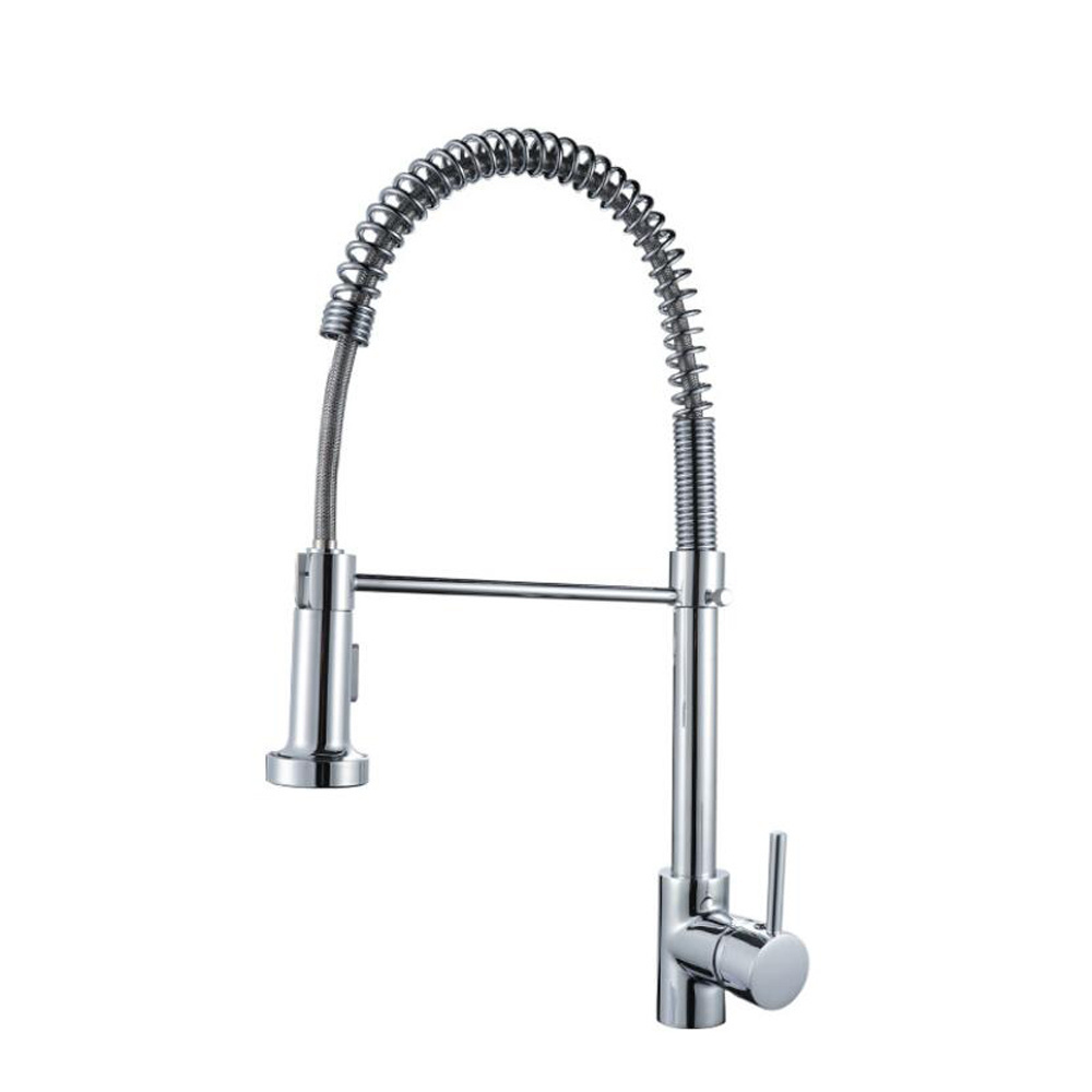 Brass material kitchen faucet with high arc spring and adjustable pull out sprayer pull down kitchen faucet