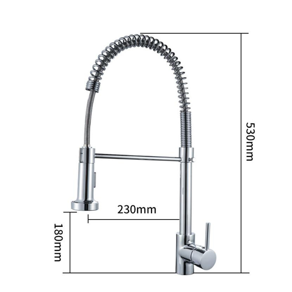 Brass material kitchen faucet with high arc spring and adjustable pull out sprayer pull down kitchen faucet