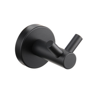 Matt black color painted hat hanger coat hooks for hotel wall mounted double prongs SUS 304 stainless steel coat hooks