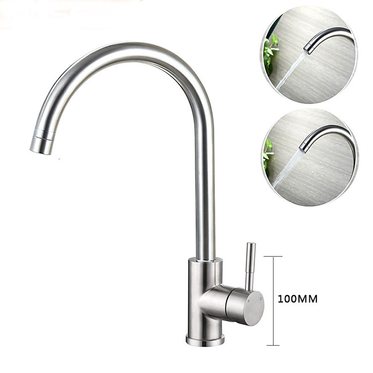 Grifo De Fregadero De Cocina Con Luz LED Brushed Stainless Steel Kitchen Sink Faucet with LED Light