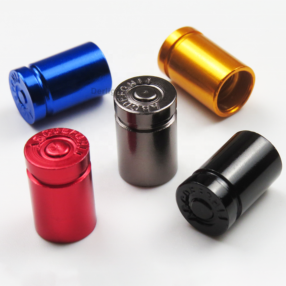 Colorful metal bullet casing wheel dust covers Black Bullet Tire Valve stem Cap