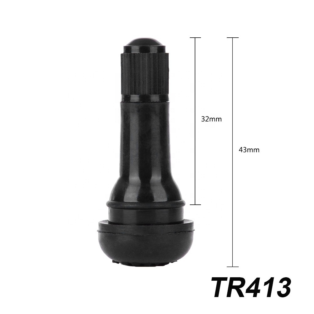 TR413 rubber tire valve snap-in valve stem tubeless black color universal Schrader replacement valve stem