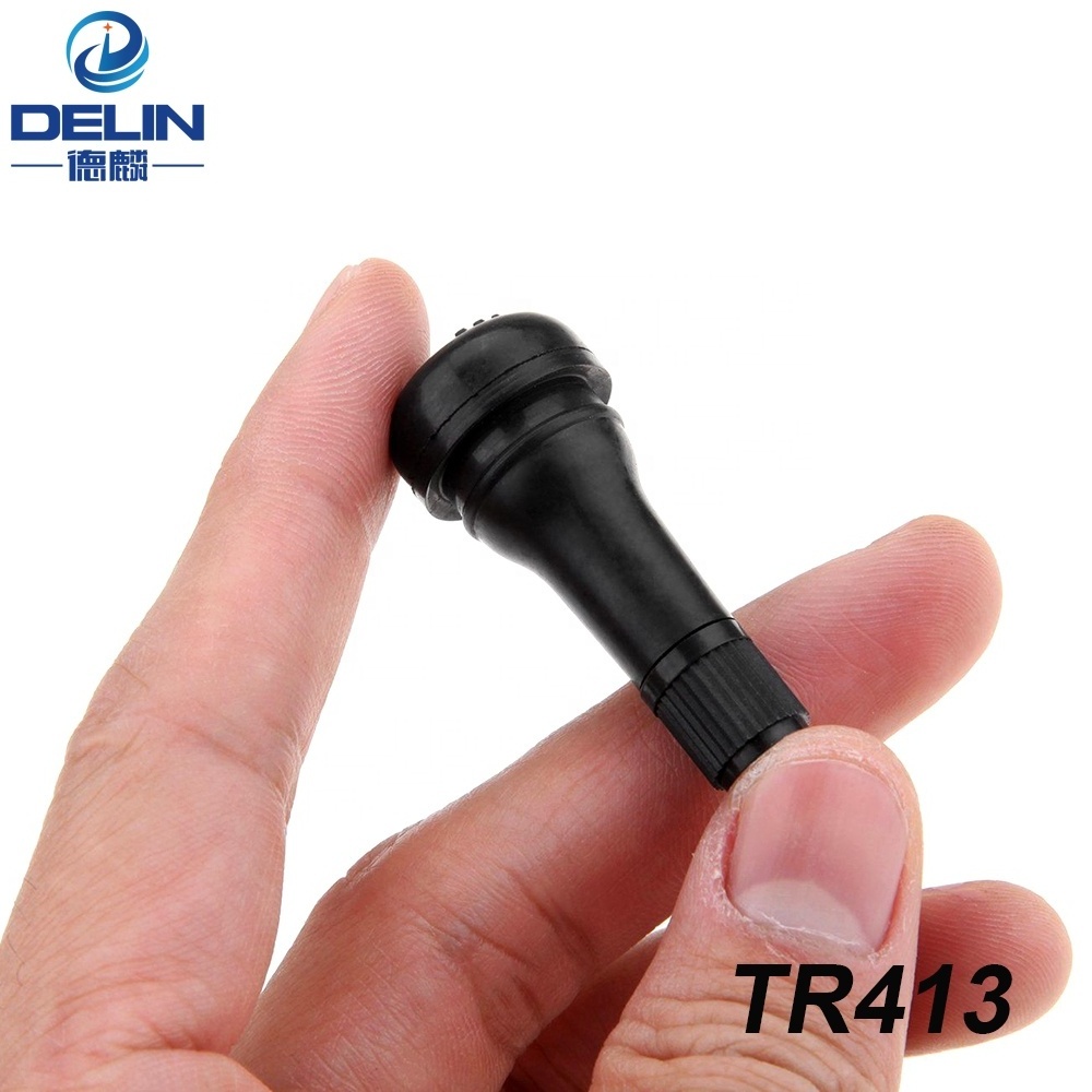 TR413 rubber tire valve snap-in valve stem tubeless black color universal Schrader replacement valve stem